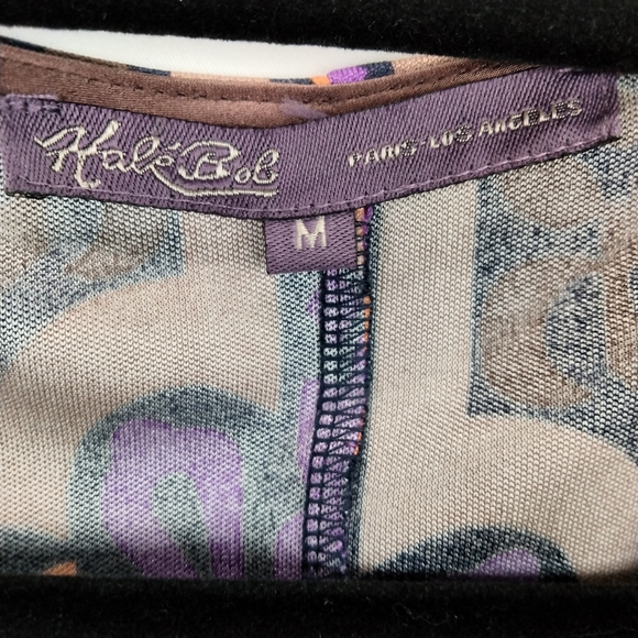 NWOT Hale Bob 100% Silk V-Neck Bell Sleeve Geometric Print KneeLength Dress Sz.M - Picture 6 of 10